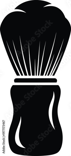 Silhouette shaving brush with dense bristles and curved handle vector illustration