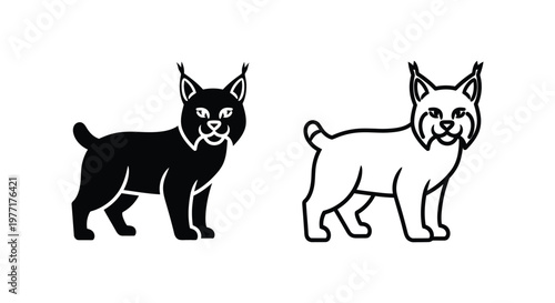 Lynx Cats Silhouette Comparison Guide Vector
