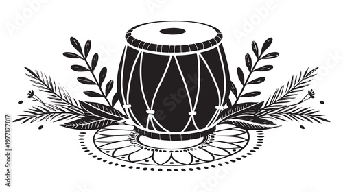 silhouette Indian Harvest Brown Drum  Adobe Illustrator Artwork