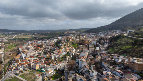 vista aérea de la zona monumental del municipio de Loja en la provincia de Granada, Andalucía