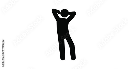 Simple black silhouette of a person relaxing with hands behind head