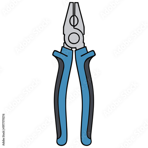 A blue handled plier with metal jaws is shown closed on a white background.
