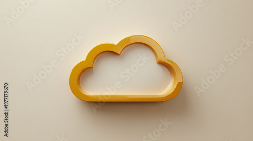 A stylized yellow cloud shape against a neutral background, symbolizing digital storage or cloud computing.
