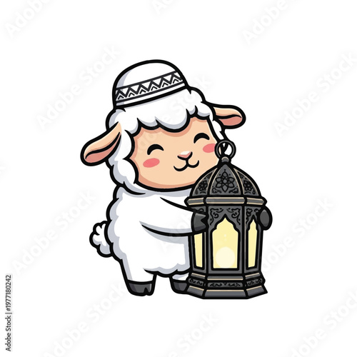 Cute Sheep Wearing Traditional Headwear.