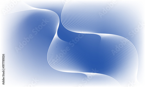 Abstract blue gradient background with dynamic lines waves, futuristic technology and science concept. Minimalist background for banners, posters, flyers, presentations, websites.