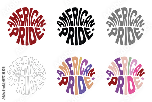 American pride displays patriotic circular emblems in a variety of color palettes.