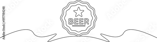 A minimalist line drawing of a beer label with a star and the word BEER on a wavy background