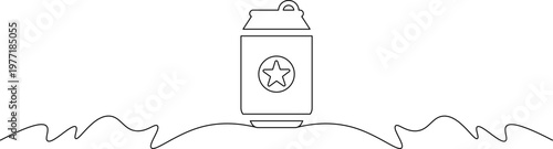 A minimalist line drawing of a milk carton with a star logo on a wavy surface