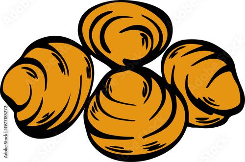 Sea scallops shellfish hand drawn vintage style vector illustration