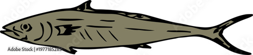 Large mackerel fish hand drawn sketch vector illustration isolated