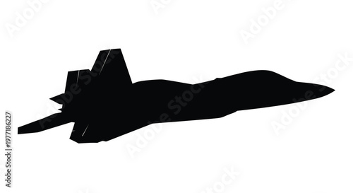 Silhouette of a modern fighter jet possibly an f 22 raptor in flight