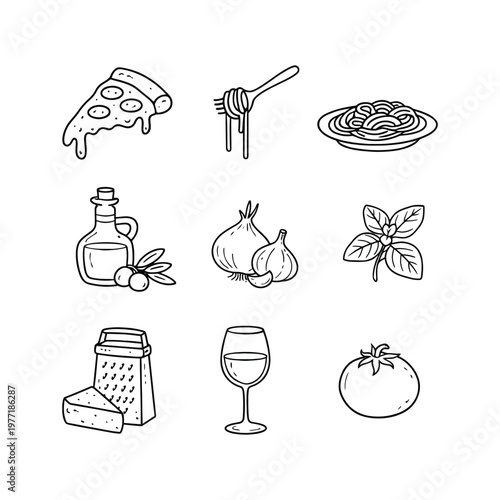 Italian Food Ingredients Cooking Collection Illustration