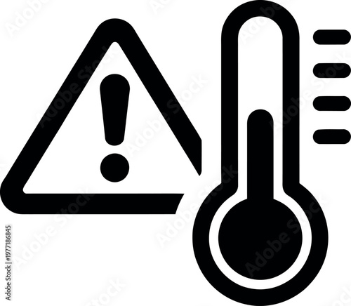 Warning sign indicating high temperature or overheating risk