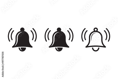 Bell with sound waves bell notification symbols alert sound waves ringing bells