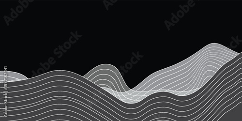 Black Wave Line abstract pattern background. Vector illustration. Wallpaper. Backdrop. Digital