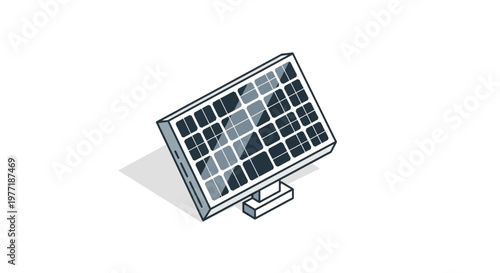 Illustration of a solar panel generating clean energy, eco-friendly green environment.