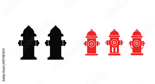Four fire hydrants displayed in varying colors and styles