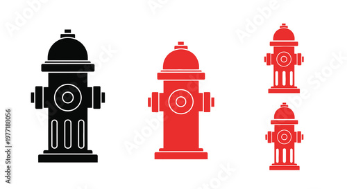 Three fire hydrant illustrations in varying colors and styles