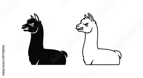 LlamasComparison: Black vs White Camelid Creatures Vector