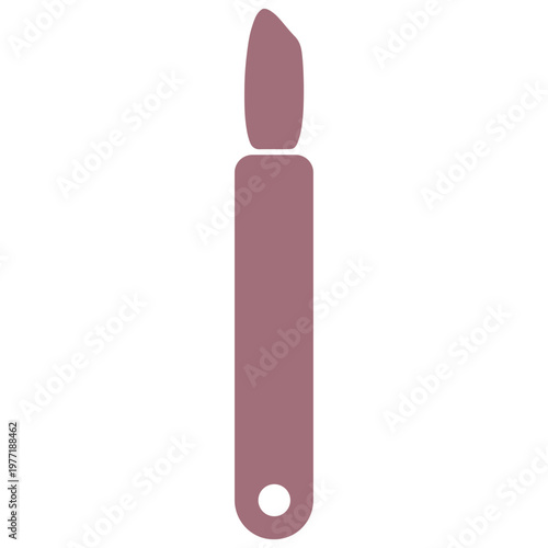 A graphic illustration shows a single pink paintbrush with a hole.