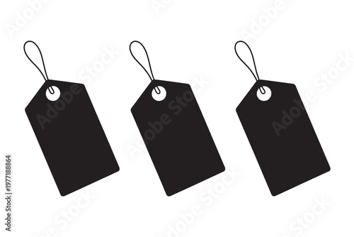 Black price tags labels shopping