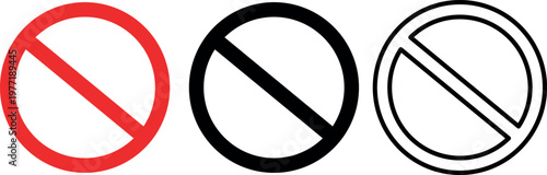 Foto Three variations of prohibition symbols with different styles and colors
