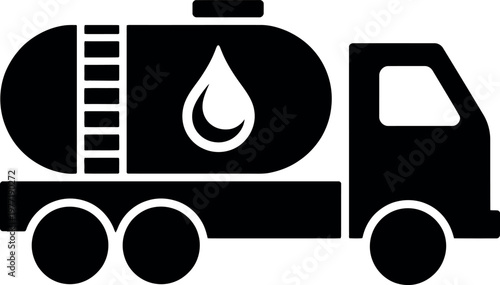 Fuel tanker truck transporting liquid cargo on a roadway