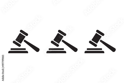 Three judge's gavels on a white background, court de