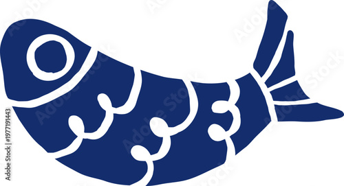 Cute Aesthetic Blue Sardine Illustration Hand drawn