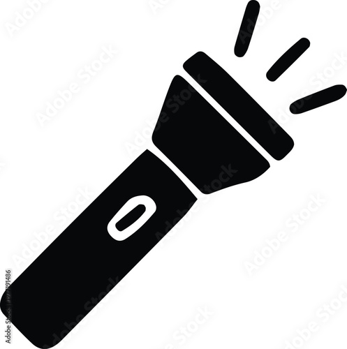 Flashlight icon with light rays shining isolated on transparent background