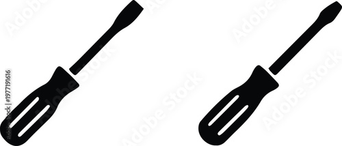 Screwdrivers icons isolated on transparent background for repair and construction concepts