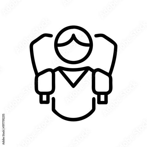 A minimalist vector graphic illustration of a person flexing their muscles in a triumphant pose