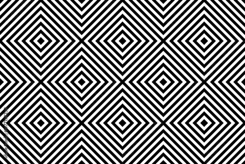 Abstract Seamless Diagonal Geometric Checked Black and White Pattern.