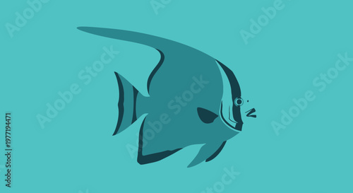 Flat Cartoon Fish Illustration on Teal Background