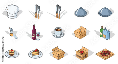 Illustrated Culinary Elements: A Collection of Food, Drink, and Restaurant Essentials