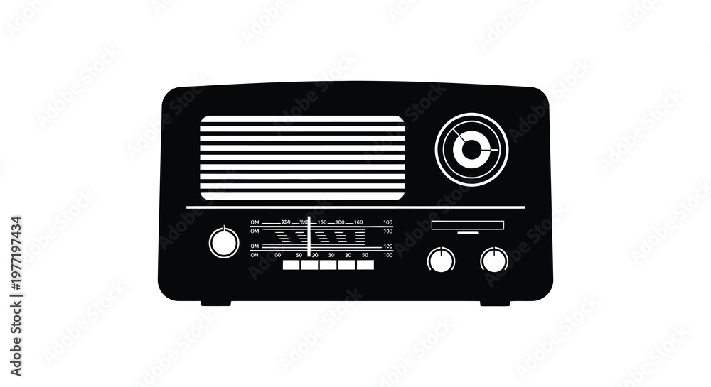 Fototapeta premium Vintage radio design in stark black and white a distinctive silhouette