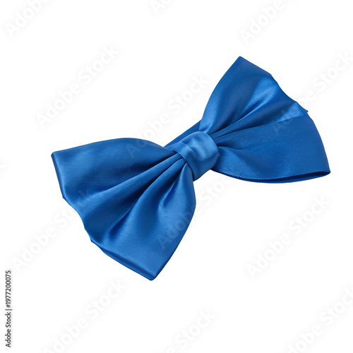 Blue silk tie bow isolated on transparent background