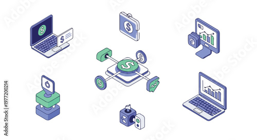 Digital Finance System Isometric Illustration