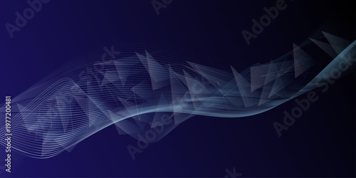 Abstract blue background. Minimalistic geometric abstract design on a gray e light background. Dynamic wave geometric design. Vector Illustration for Wallpaper, Banner, Background, Card,