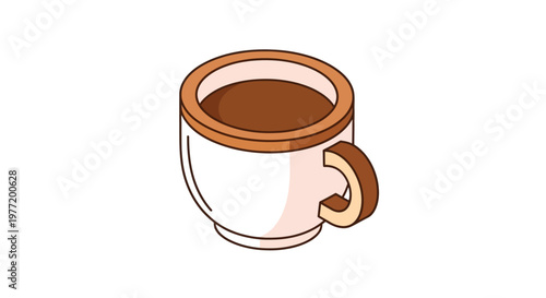 Isometric coffee cup graphic for design or cafe menu visuals with simple colors and style