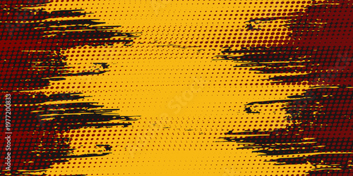 Halftone dots red and blue color pattern gradient grunge texture background. Dot pop art comic sport style vector illustration. modern background