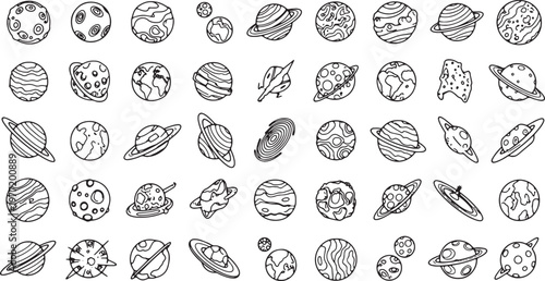 solar system planets and celestial objects flat design vector illustration