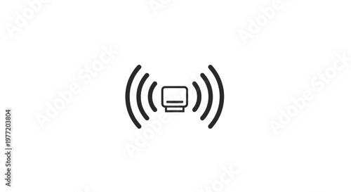 Wireless signal technology icon with radiating waves for communication and connectivity.