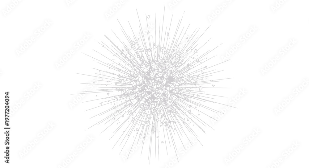 Obraz premium Geometric abstract explosion with dynamic shattered particles.