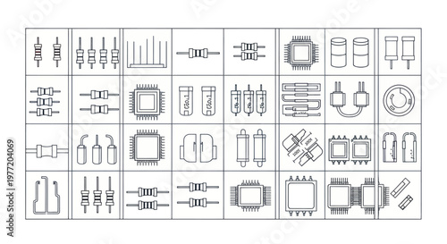 Collection of electronic component icons for schematics