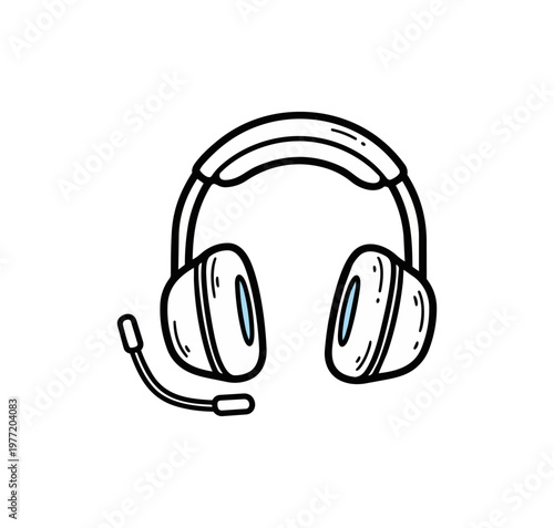 Headphones with microphone illustration on black background