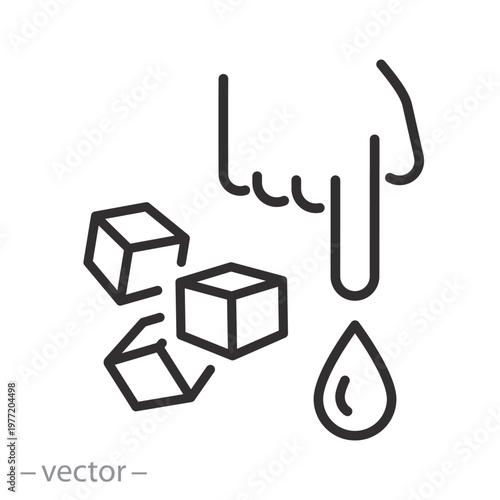 blood sugar test icon, diabetic patient analysis, testing blood sugar level, line symbol on white background - editable stroke vector illustration eps10 