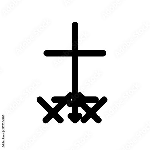 Black, geometric symbol, abstract sign, cross and x marks, vector icon