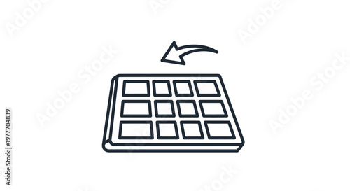 Iconic waffle illustration with an arrow indicating a directional change or a selection