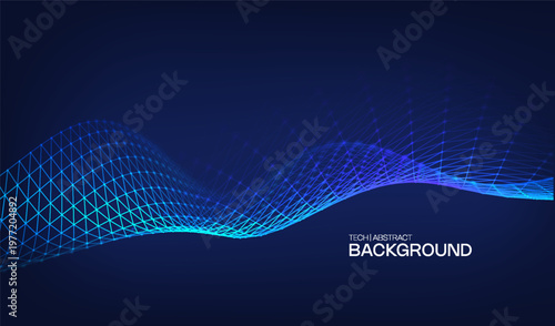 Digital technology data with background network abstract for business communication future. Vector flow science with blue computer futuristic for ai connect line. Tech connection digital.